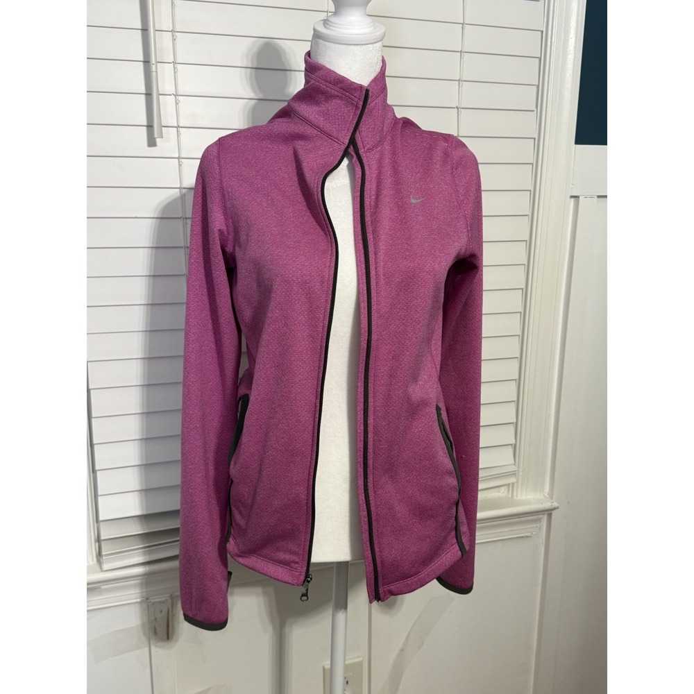 Nike Dri-FIT Women's Pink Track Jacket S Full Zip Thumbholes Lightweight Pockets